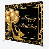 Aperturee - Aperturee Gold Balloon High Heels Fabric Backdrop Cover for Birthday